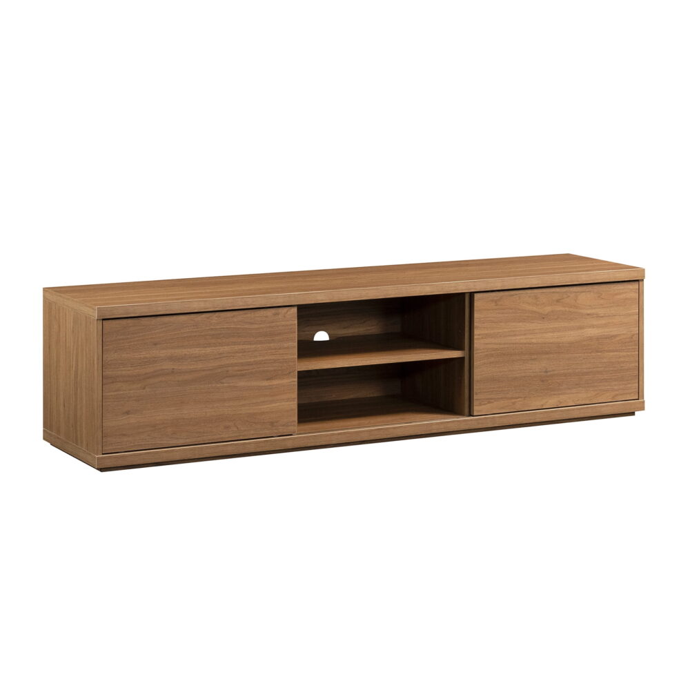 Mainstays Westley Sliding Door TV Stand for TVs up to 75”, Warm Walnut Finish - Image 2