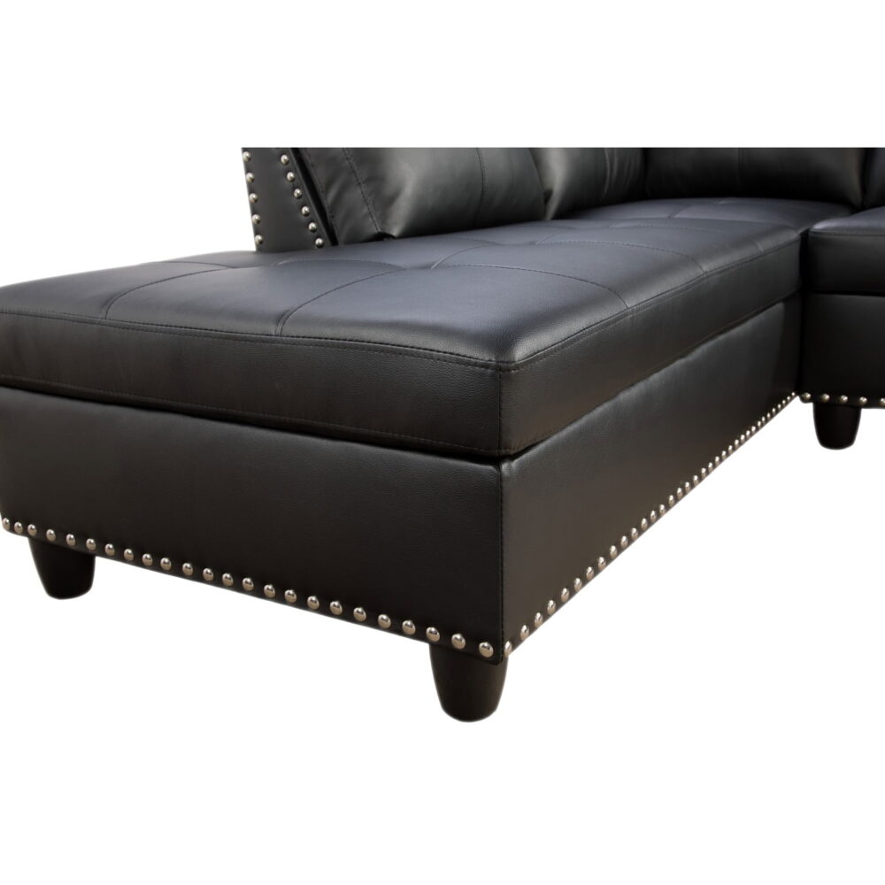 Hommoo Sofa Set, Faux Leather 2-Piece Sofa Living Room Sofa Set,L-Shaped Living Room Sofas,Black - Image 6