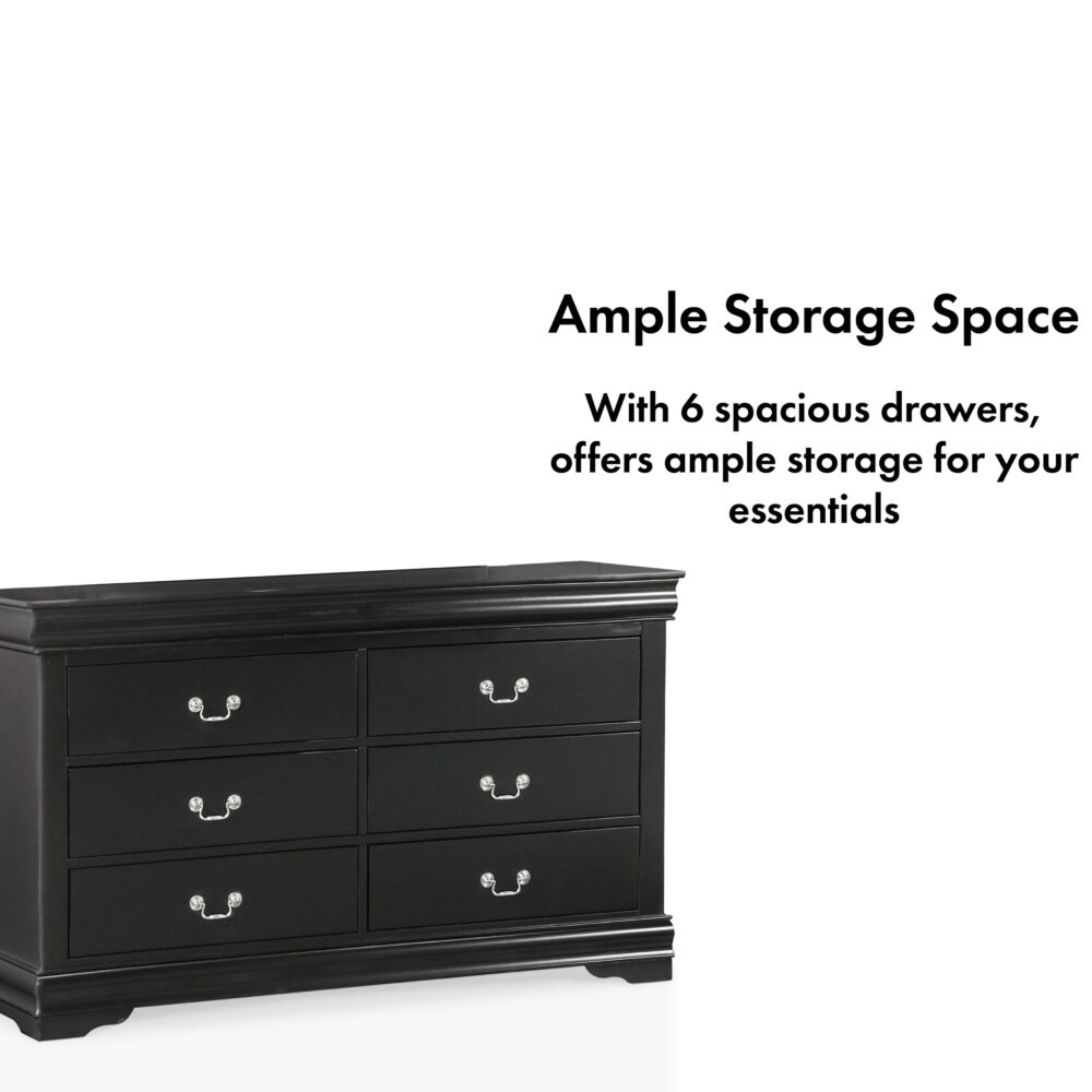 Furniture of America Vrai 6-Drawer Solid Wood Black Dresser - Image 4