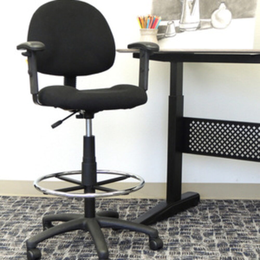 Boss Office Products Sit-Stand Desk Chair with Adjustable Arms, Black - Image 3
