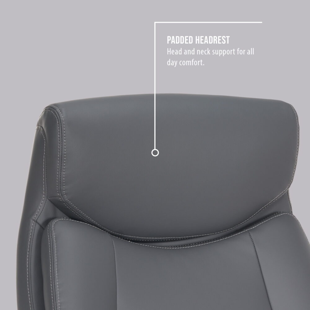 Shaq Tarvos Premium Ergonomic Big & Tall Office Chair, PureSoft Upholstery with Height Adjustable and Flip-Up Arms, Gray - Image 4