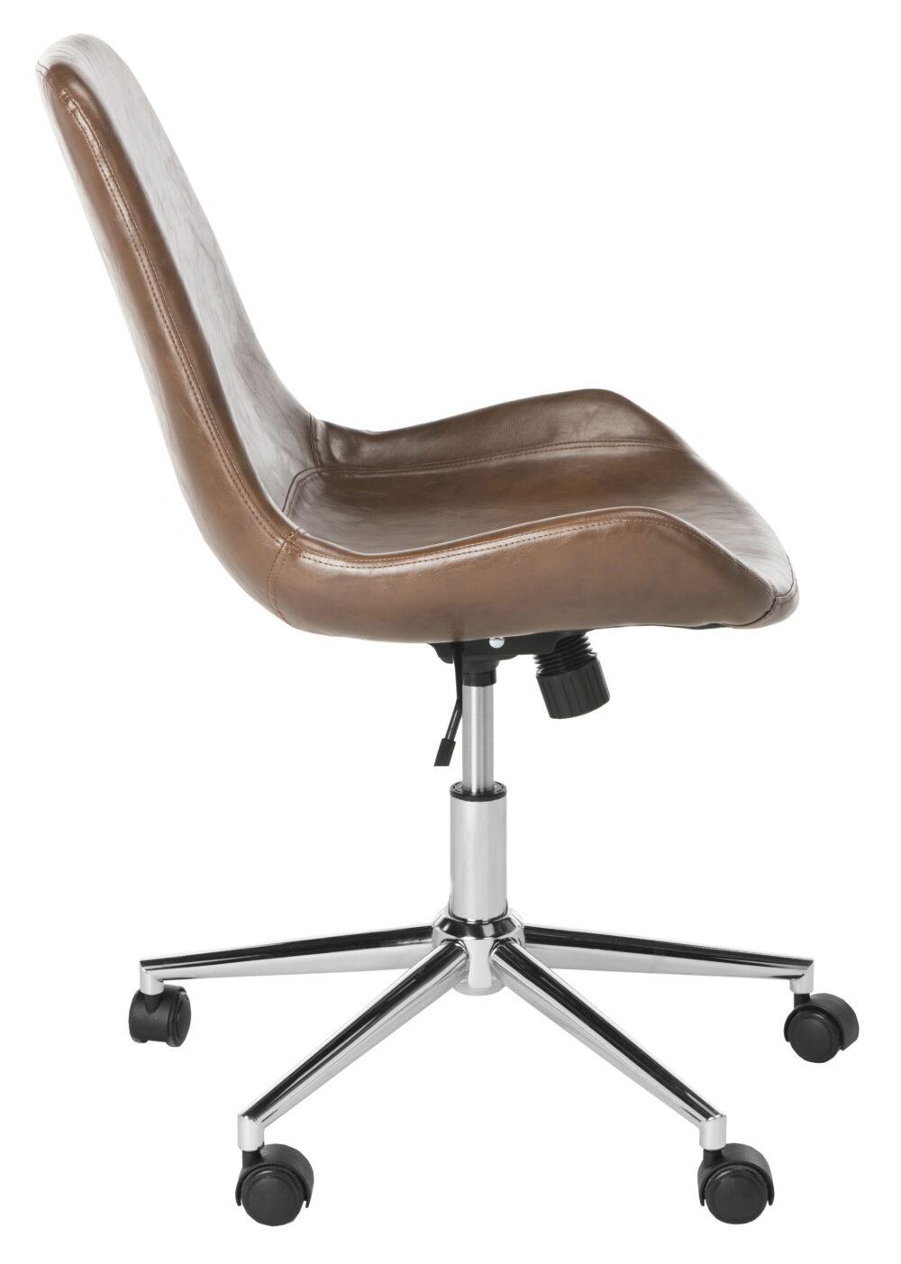SAFAVIEH Fletcher Modern Swivel Bicast Leather Office Chair, Brown - Image 4