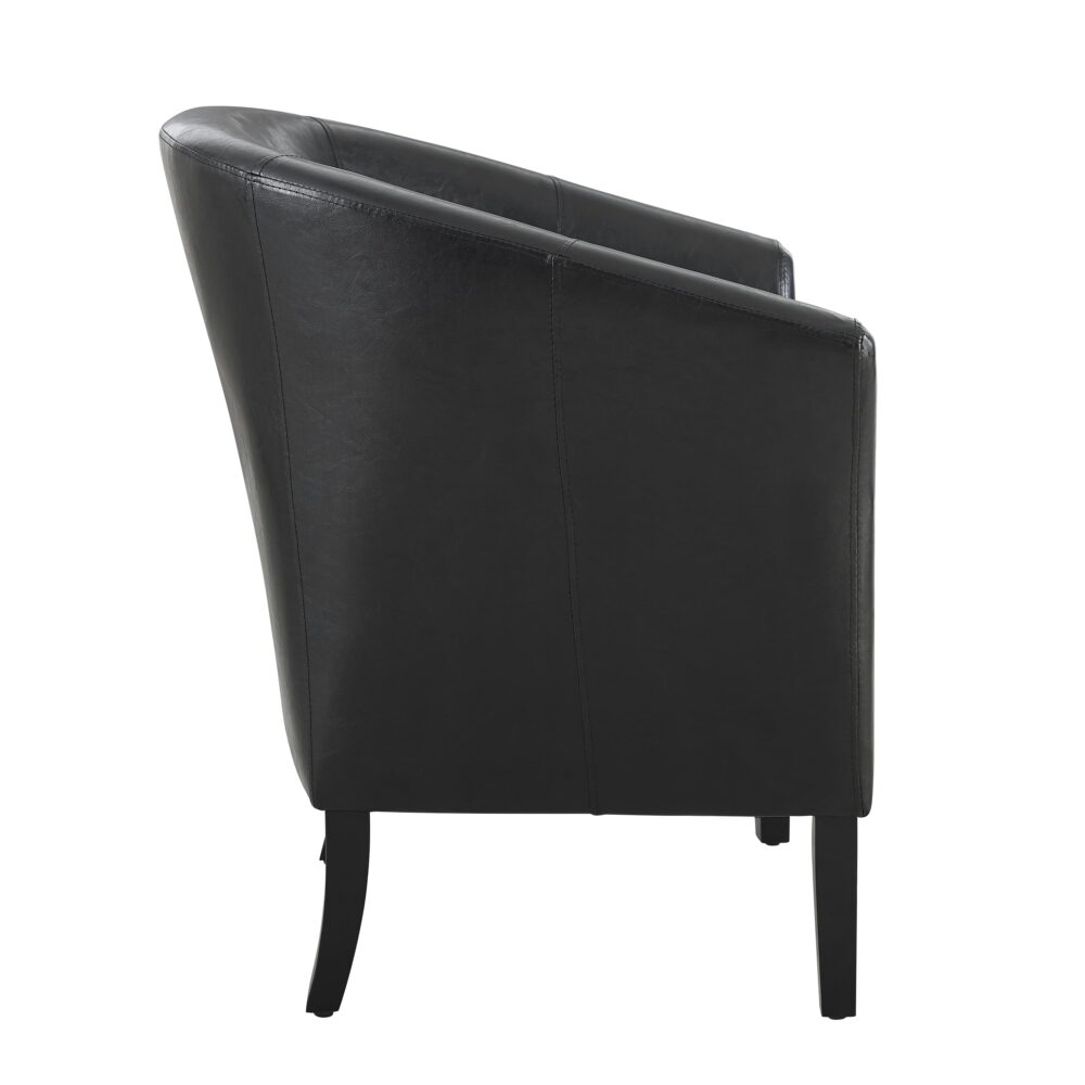 Linon Noelie Side Accent Club Chair, Black Faux Leather - Image 7