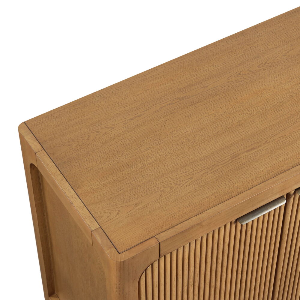 My Texas House Linden Fluted Buffet Cabinet Sideboard with Adjustable Shelves, Warm Brown - Image 5