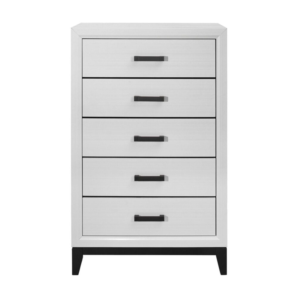 Global Furniture USA Kate White and Black 5-Drawer Bedroom Chest - Image 6