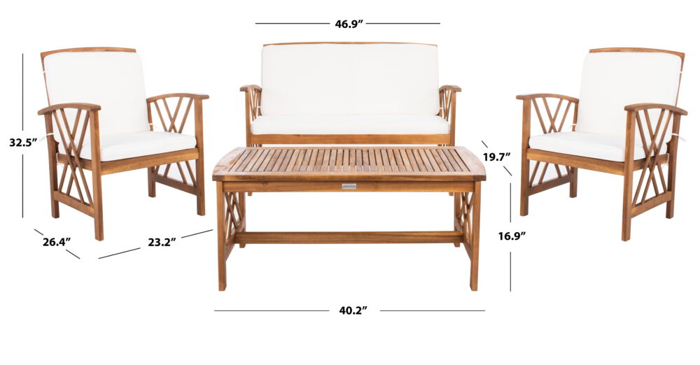 SAFAVIEH 4-Pieces Patio Outdoor Furniture Set, Beige - Image 3