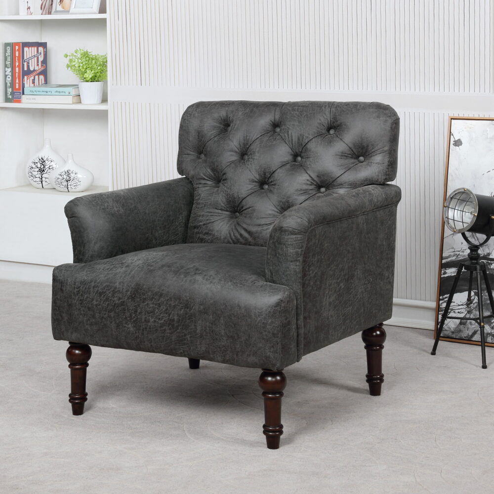 Furniture of America Lanis Traditional Indoor Tufted Lounge Armchairs & Accent Chairs, Gray - Image 5