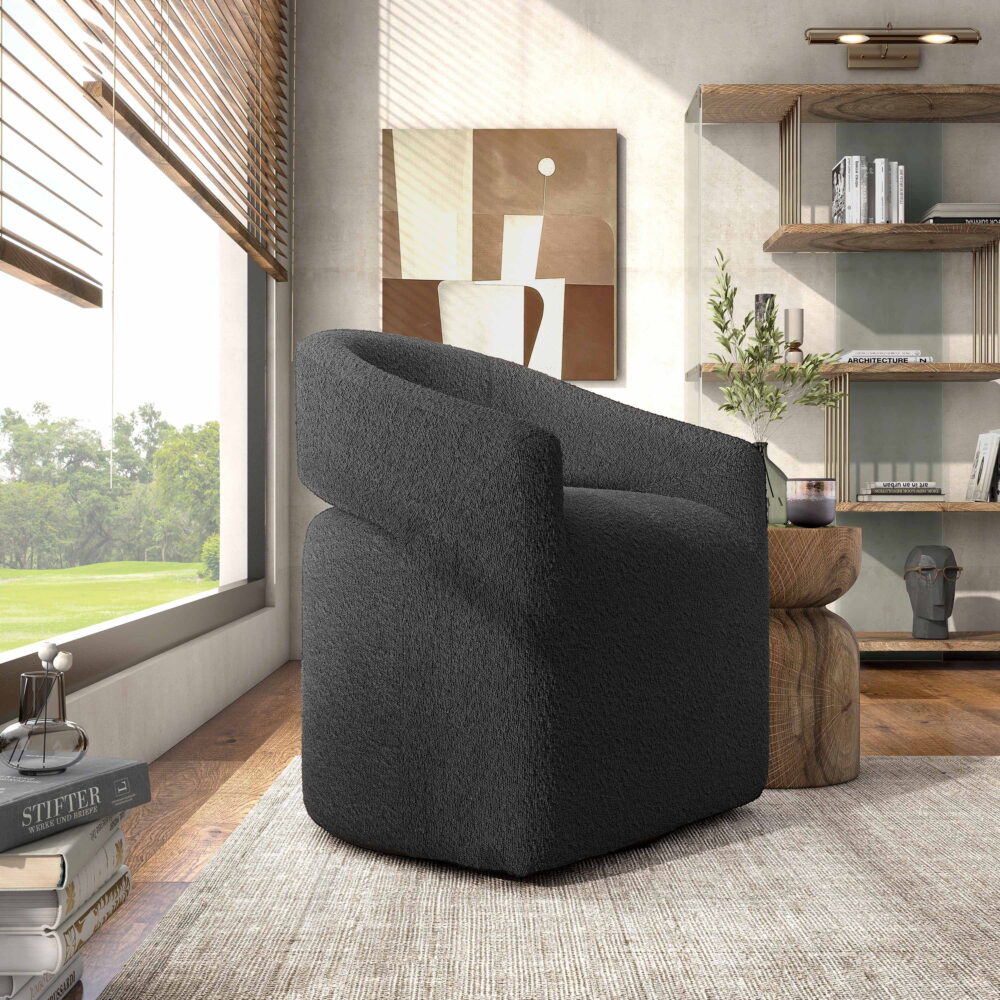 Furniture of America Cape Upholstered Indoor Boucle Fabric Swivel Armchairs & Accent Chairs, Gray - Image 6