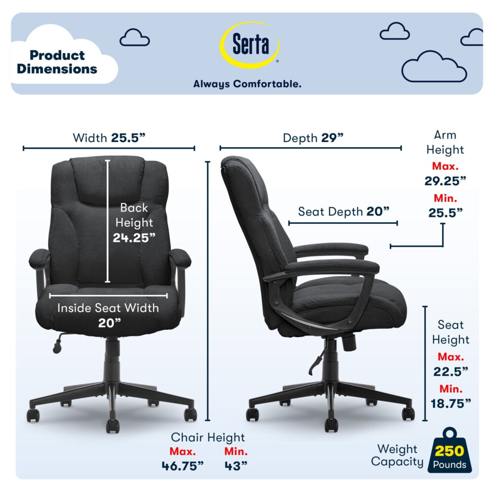 Serta Connor Office Chair Black Microfiber - Image 2