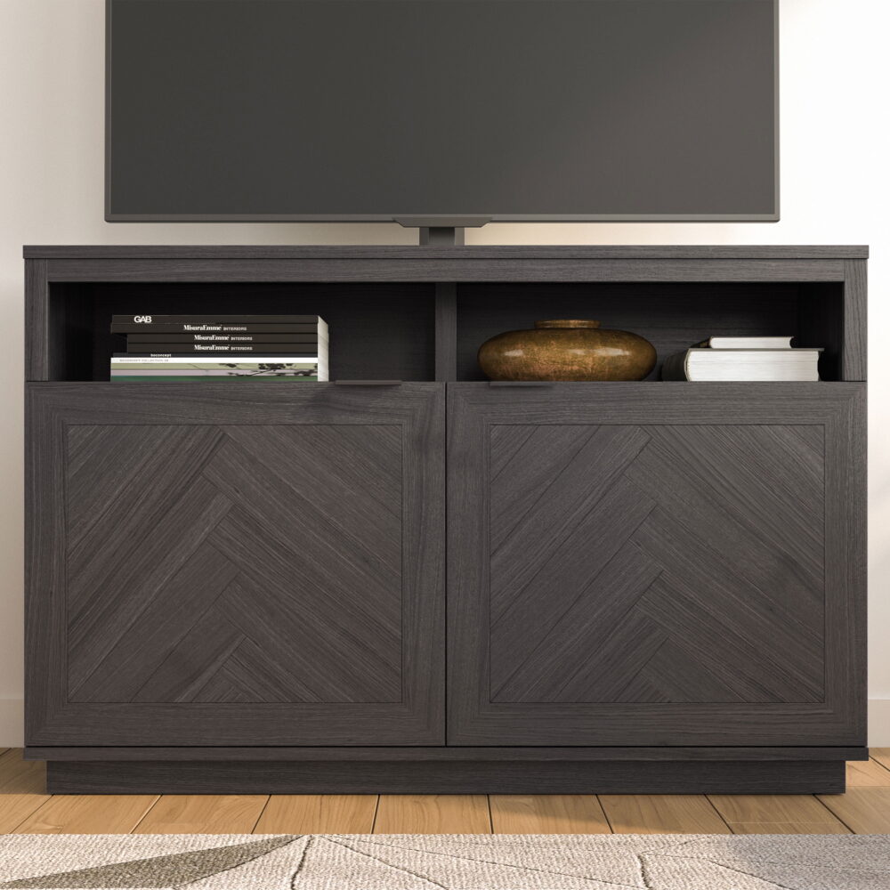 Better Homes & Gardens Herringbone TV Stand for TVs up to 55”, Gray - Image 2