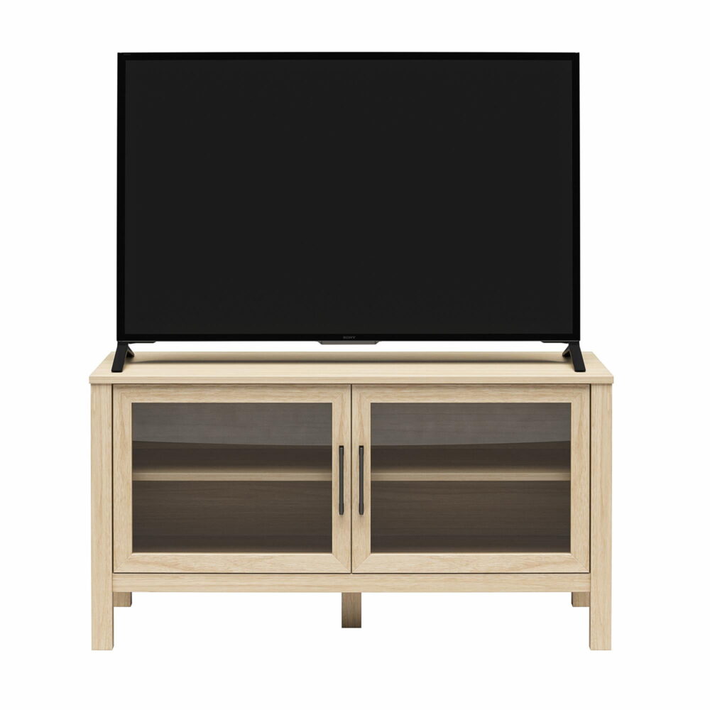 Mainstays Glass Door TV Stand for TVs up to 55", Spring Pine - Image 6