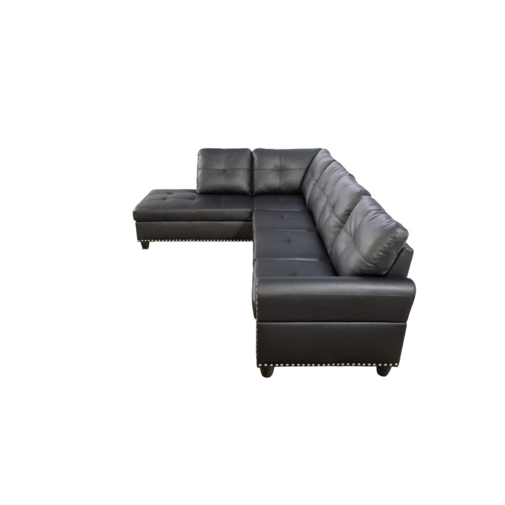 Hommoo Sofa Set, Faux Leather 2-Piece Sofa Living Room Sofa Set,L-Shaped Living Room Sofas,Black - Image 2