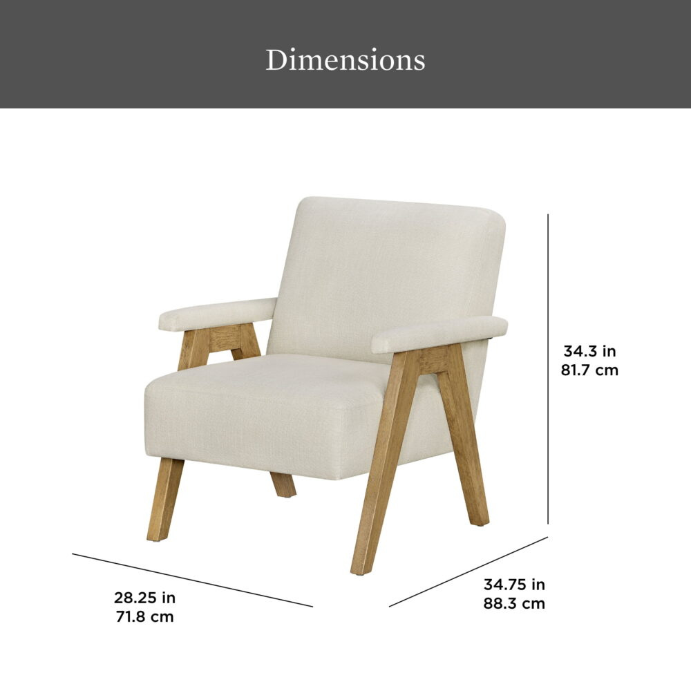 Better Homes & Gardens Ezra Accent Chair, Living Room, Cream - Image 3