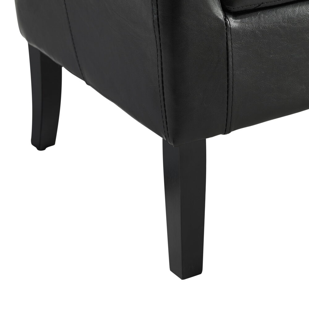 Linon Noelie Side Accent Club Chair, Black Faux Leather - Image 3