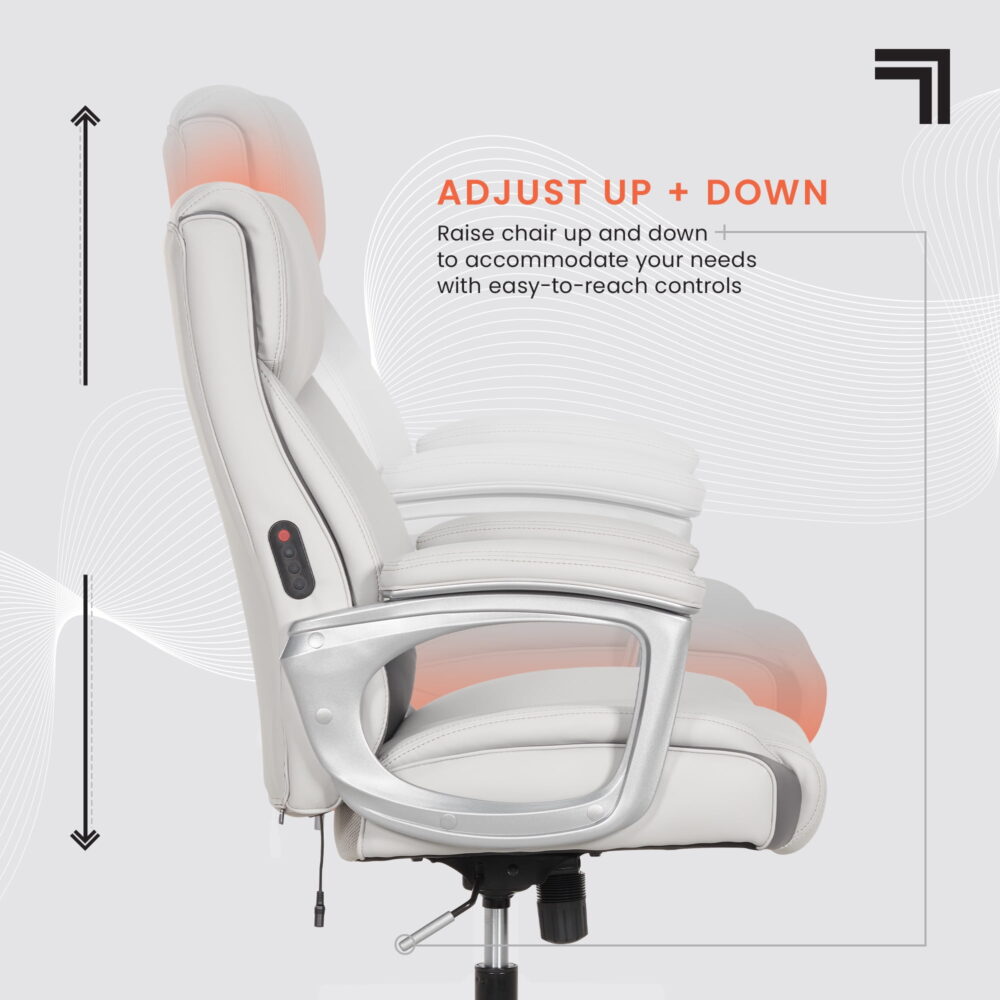 Sharper Image S-120 Massage and Heat Office Chair, White/Gray - Image 6