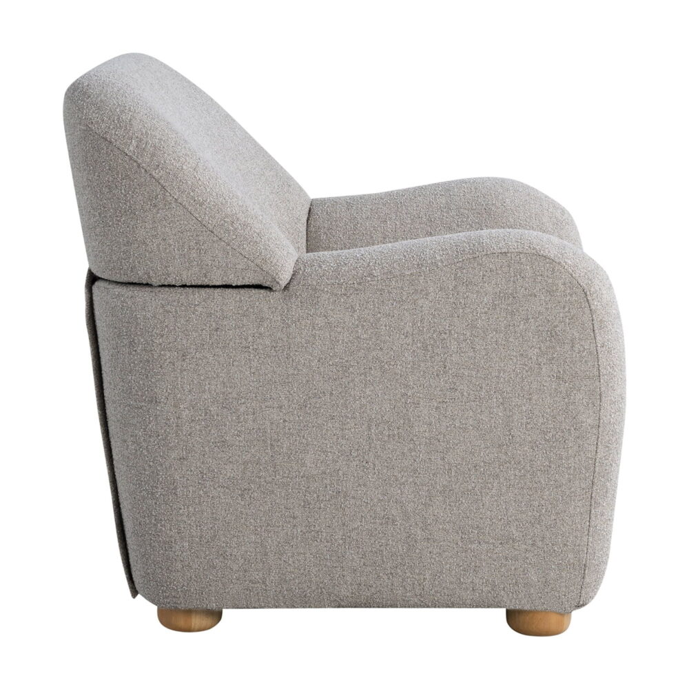 Studio Living Genifer Modern Arm Chair, Pebble Gray Boucle Fabric - Image 4