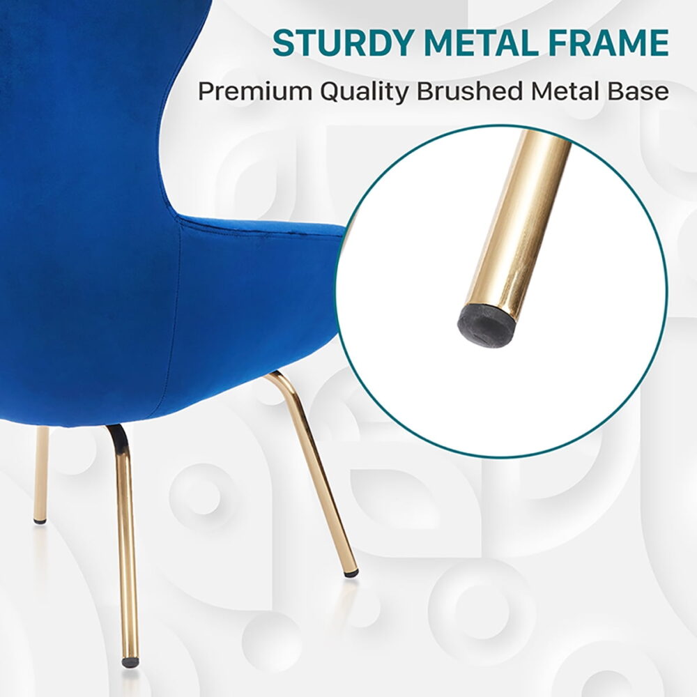 Furniture of America Jica Indoor Tufted Wingback Armchairs & Accent Chairs, Blue and Gold - Image 4