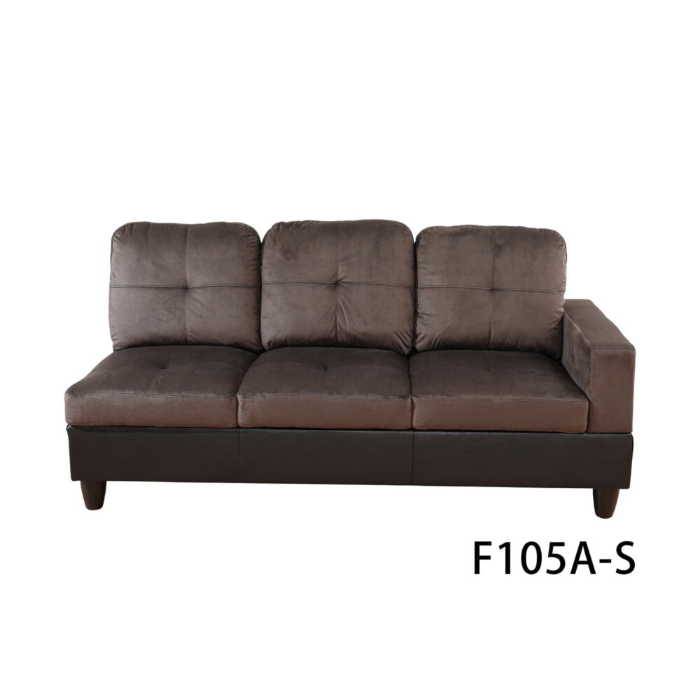 Hommoo Modern L Shaped Sectional Couch, 4 Seats Flannel and PVC Sectional Sofa Couch Set, Living Room Furniture Set, Dark Brown - Image 5