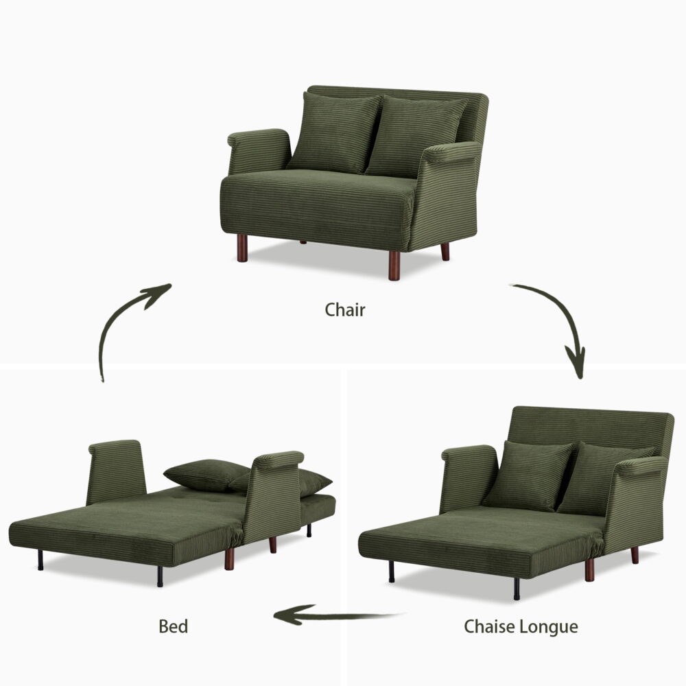 Artdeco Home Boston Convertible Futon Chair Darck Olive Green, Velvet Medium Pillows Included, Multi-Position 6 in Sofa, Futon Chair - Image 7