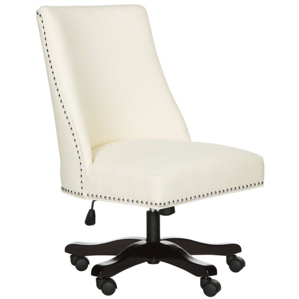 SAFAVIEH Scarlet Upholstered Cushioned Desk Chair with Caster, Cream - Image 2