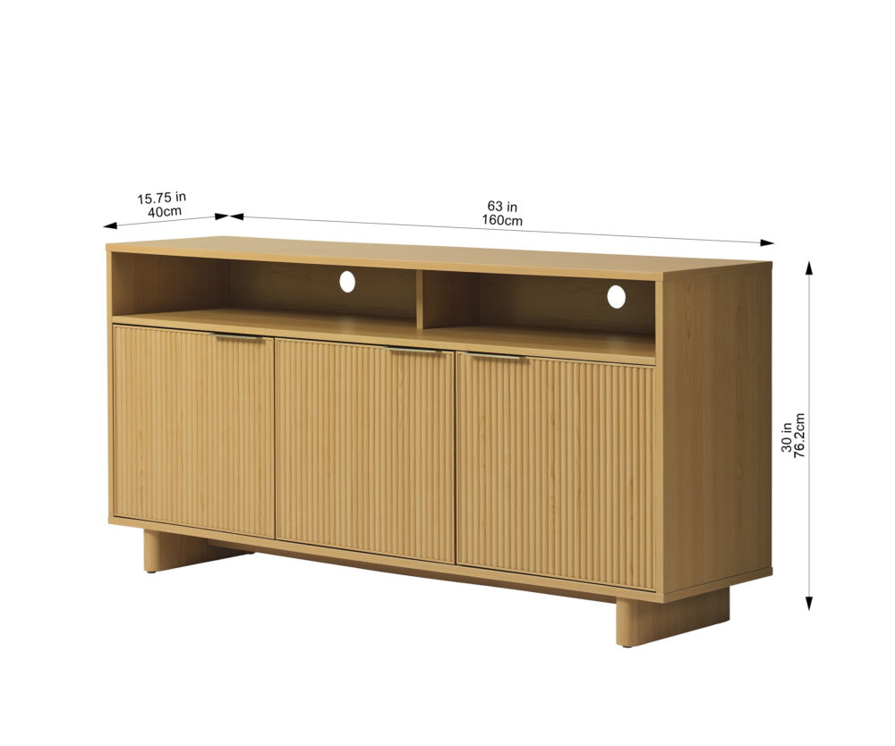 Better Homes & Gardens Lillian Fluted TV Stand for TVs up to 70", Natural Pine Finish - Image 7