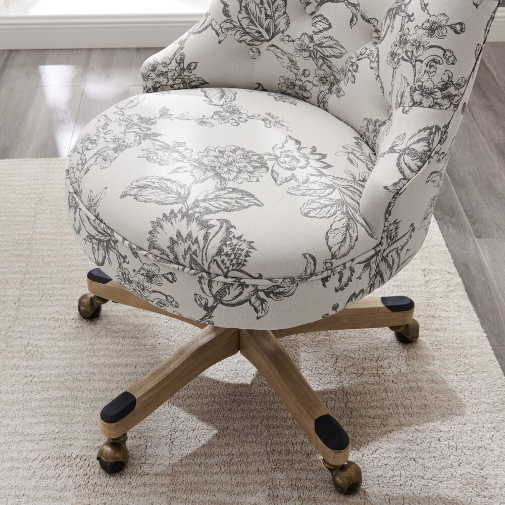 Linon Sinclair High Back Office Chair with Adjustable Height, Tilt and Swivel, Graywash/Gray Floral - Image 2