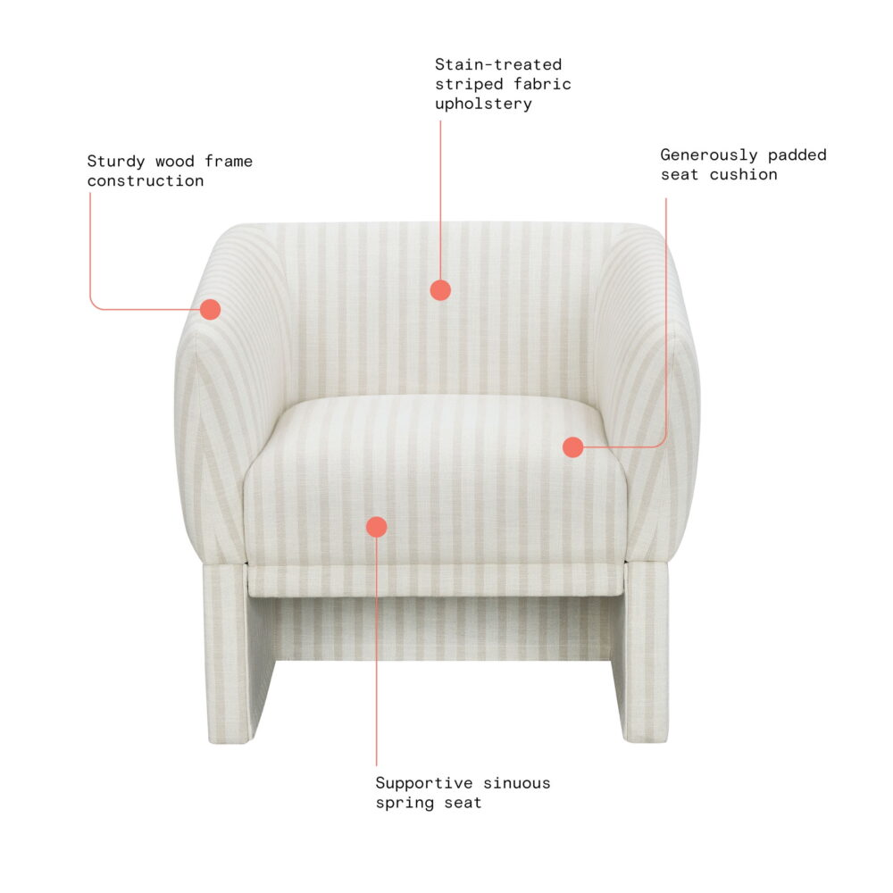 Beautiful Small Space Accent Chair by Drew Barrymore, Beige and White Linen - Image 4