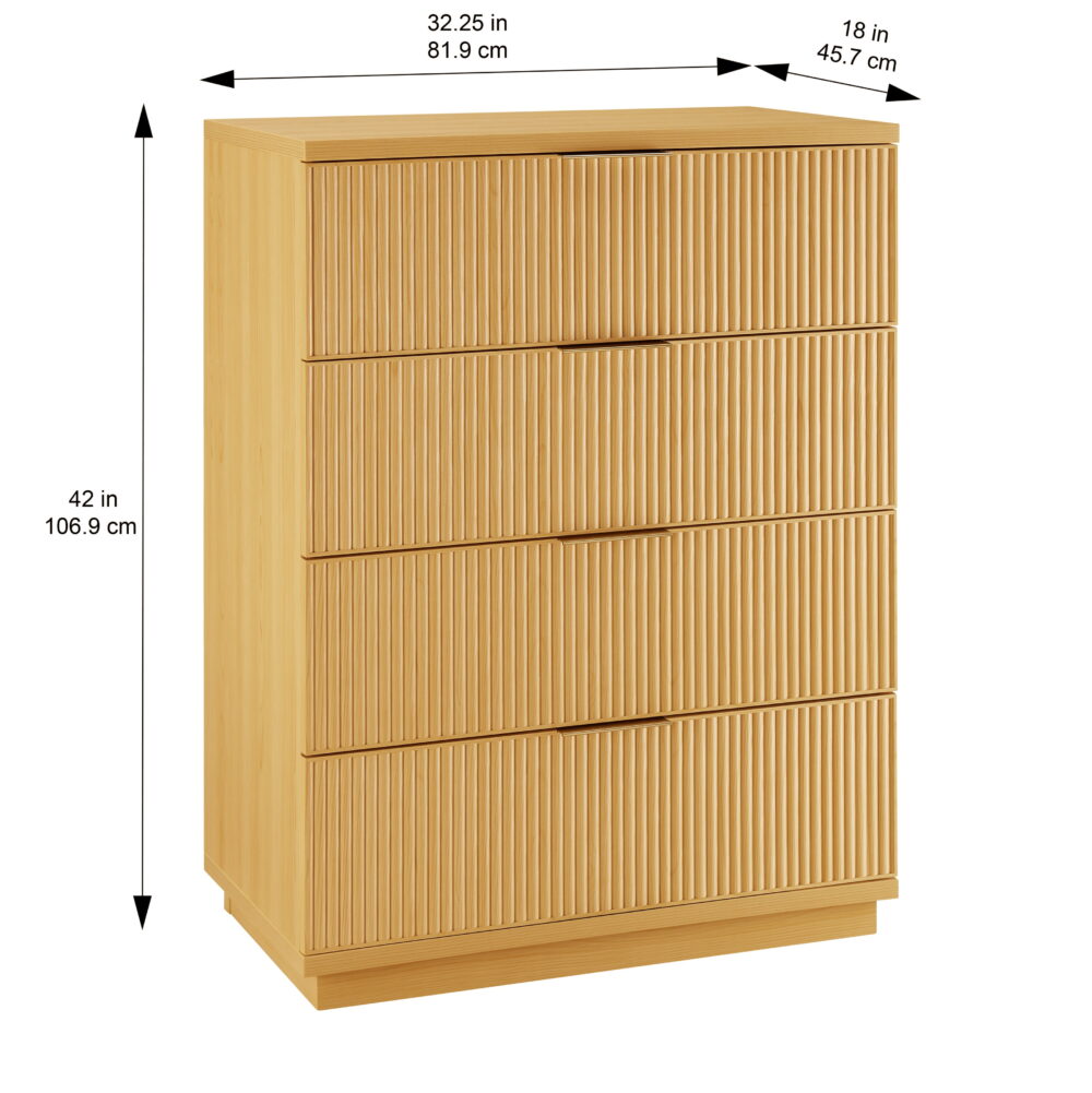 Better Homes & Gardens Lillian Fluted 4 Drawer Dresser, Natural Pine - Image 7