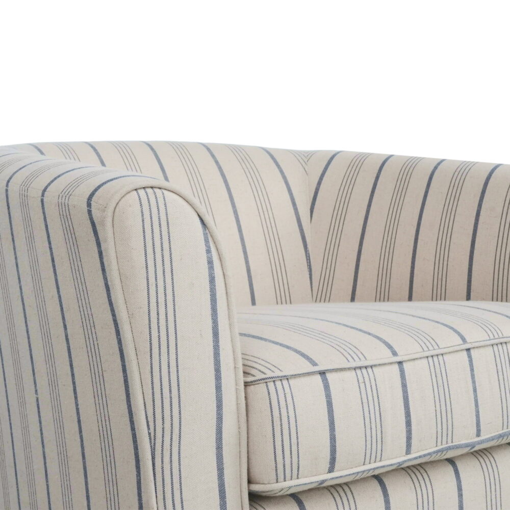 Noble House Glouster Modern Swivel Club Chair, White/Blue Stripe - Image 5