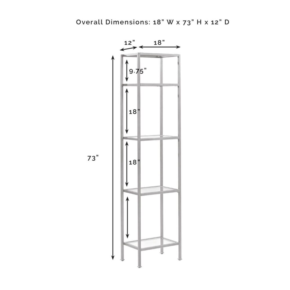 Crosley Furniture Aimee 4 Shelf Narrow Glass/Metal Etagere in Antique Gold - Image 7