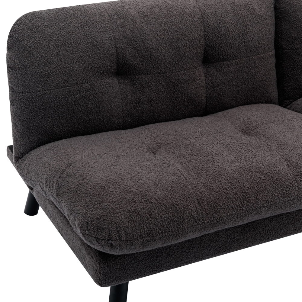 Mainstays Camden Cozy Futon, Charcoal Boucle Fabric, 72" - Image 6