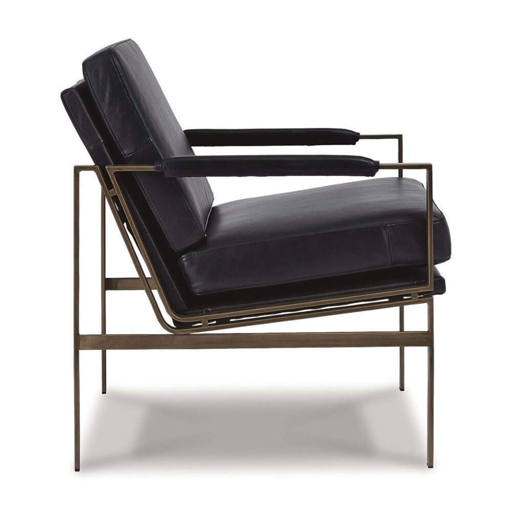 Signature Design by Ashley Puckman Mid-Century Modern Black Leather Accent Chair - Image 6