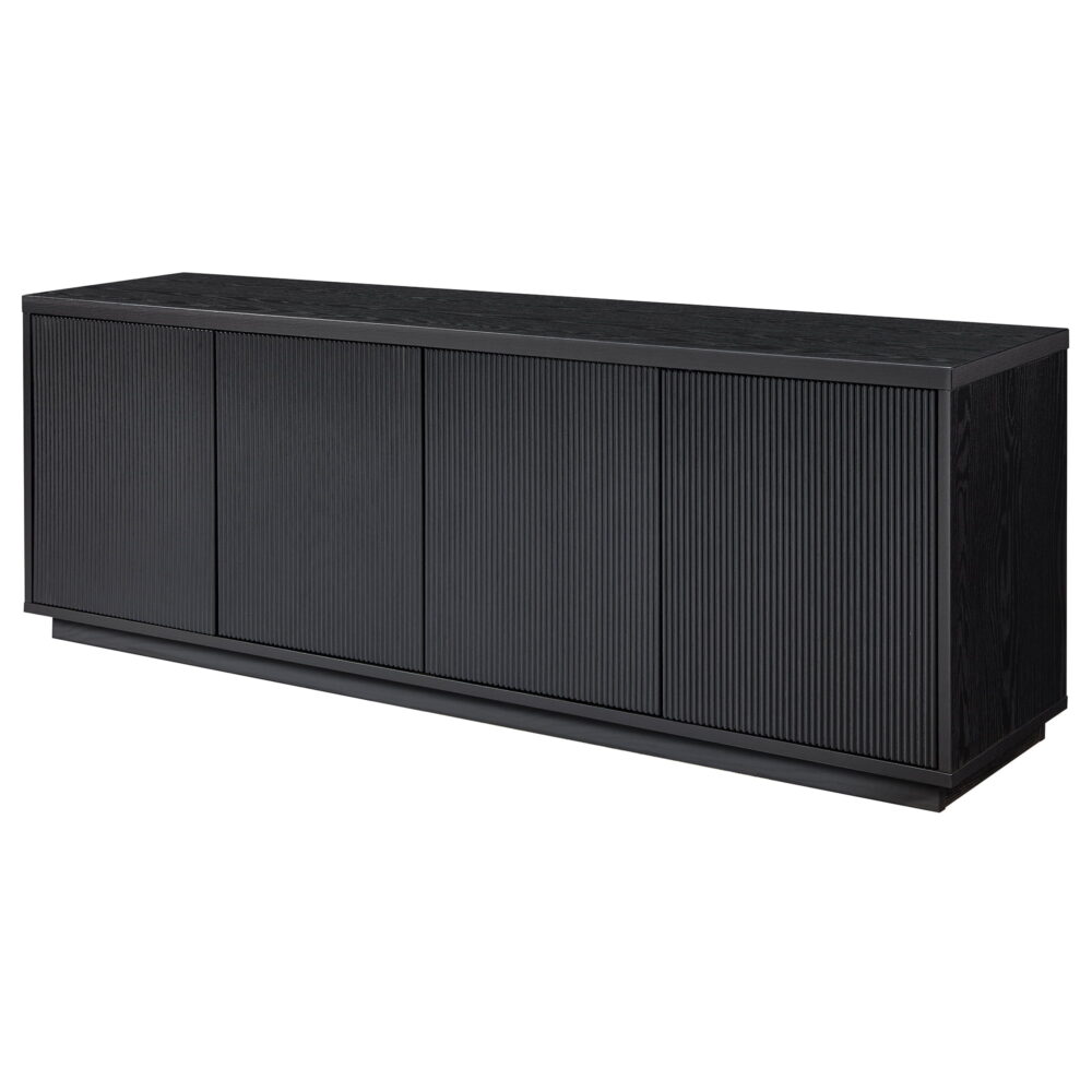 Evelyn&Zoe Hanson Rectangular TV Stand for TV's up to 75", Black Grain - Image 4