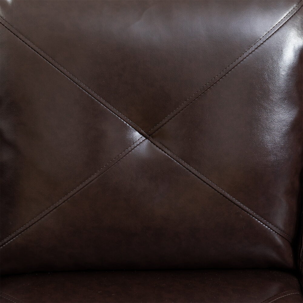 Hommoo Faux Leather Sectional Sofa, 4-Seat L-Shaped Couch, Modern Indoor Living Room Furniture, Apartment, Office, Brown(Without Ottoman) - Image 4