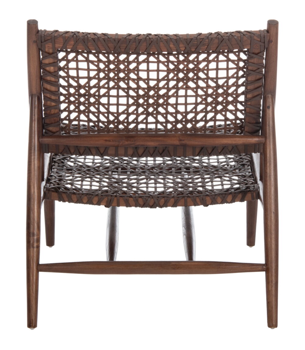 SAFAVIEH Bandelier Leather Weave Nautical Accent Club Chair, Brown - Image 4
