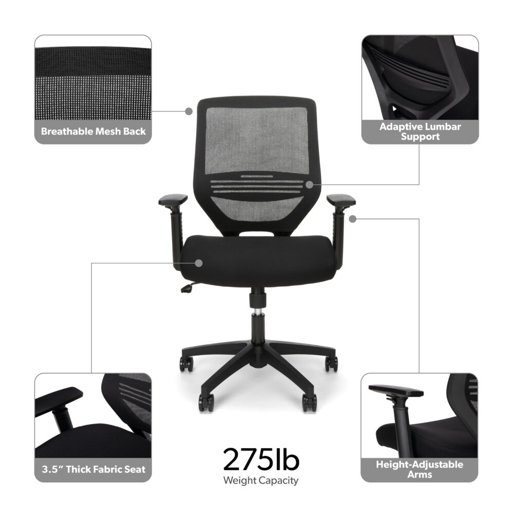 HON Basyx Expose Commercial-Grade Mesh Back Desk Chair, Black - Image 4