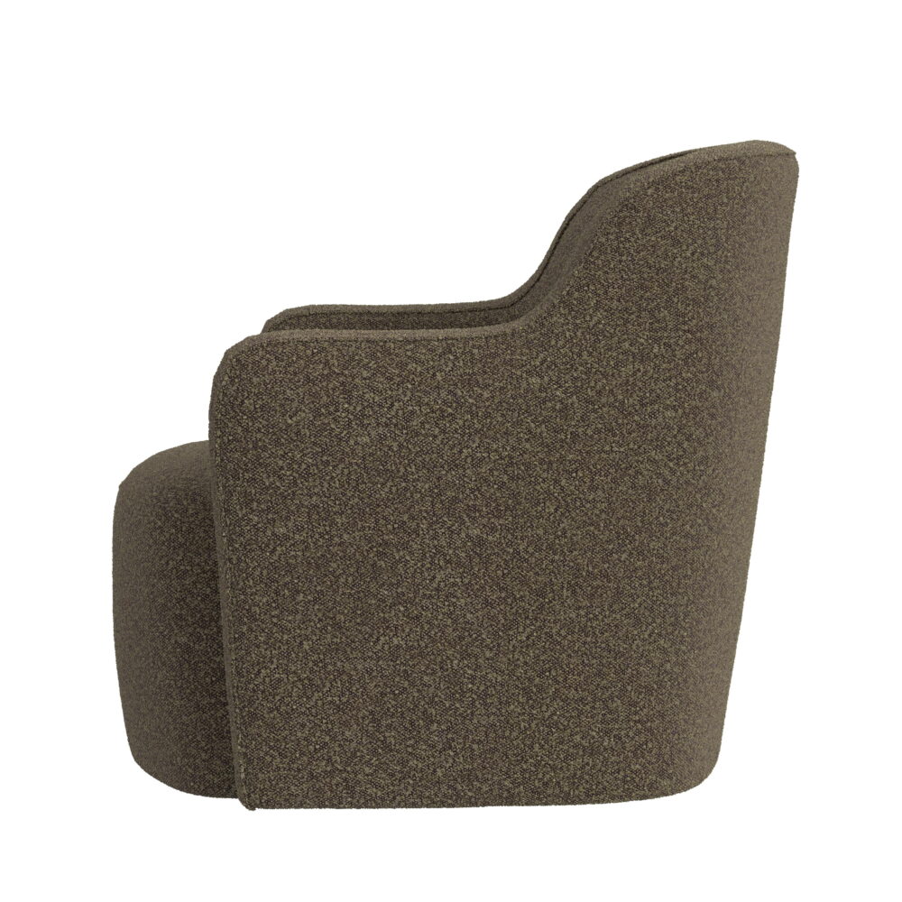 HomePop Upholstered Swivel Accent Chair, Dark Brown Boucle - Image 5