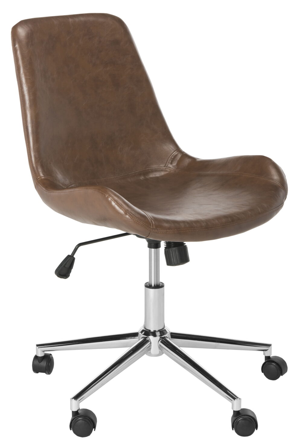 SAFAVIEH Fletcher Modern Swivel Bicast Leather Office Chair, Brown - Image 2