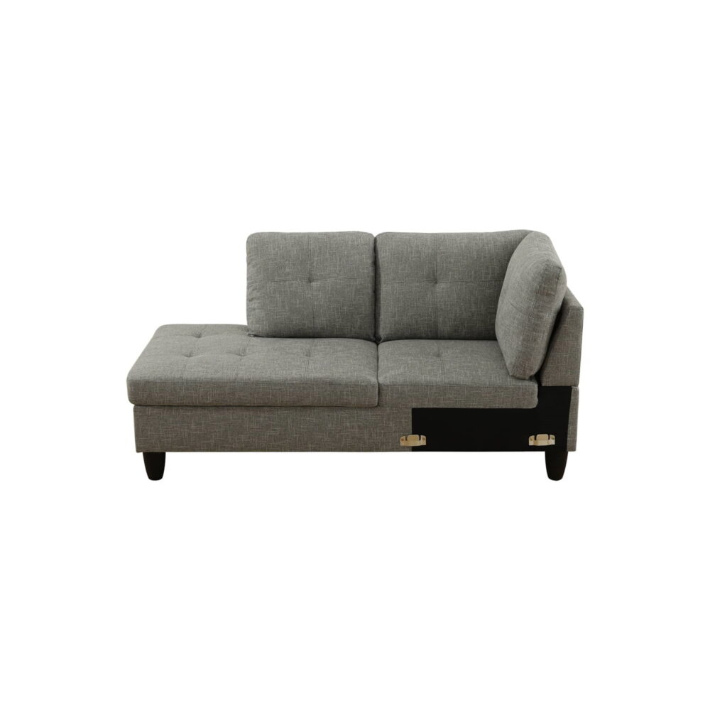 Hommoo Modern Flannel Living Room Furniture Sets Sectional Couches and Sofas, L-Shaped Sectional Couch Sofa, Grey(No Ottoman) - Image 3