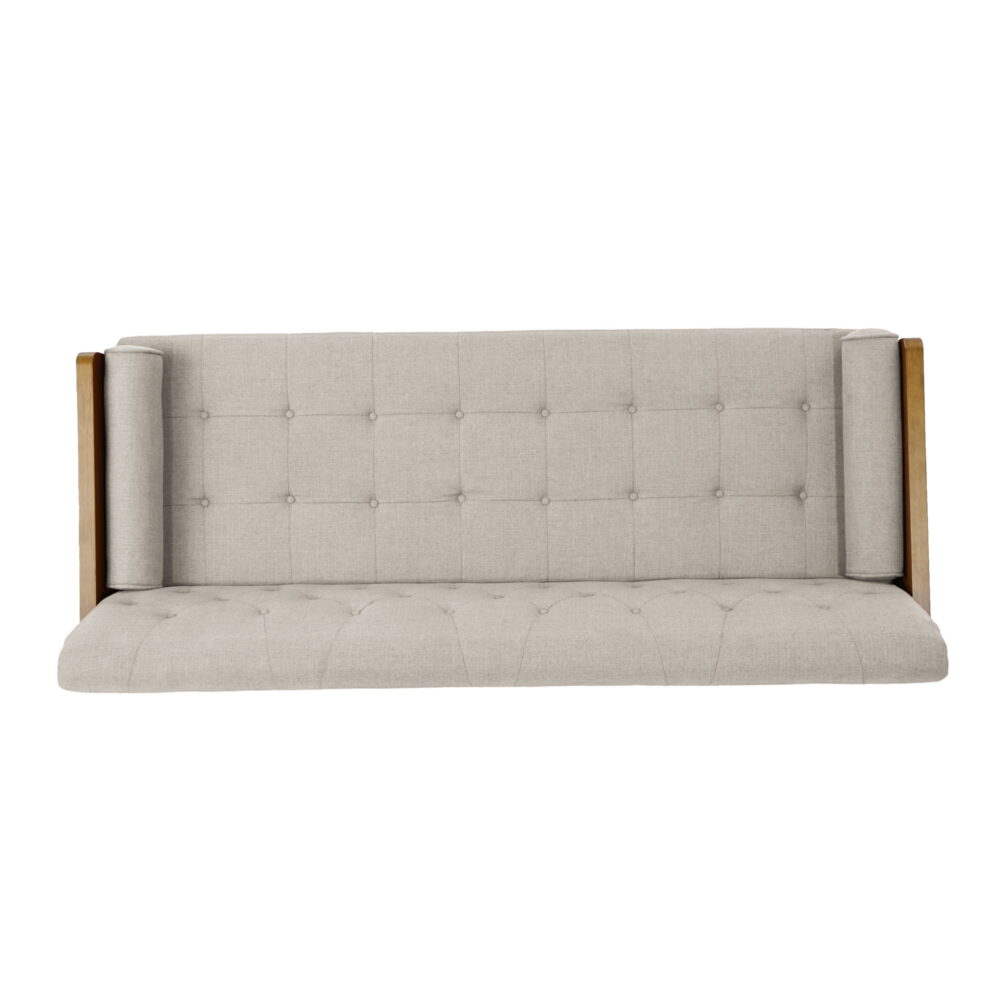 Noble House Orlando Mid Century Modern Tufted Fabric Sofa, Beige - Image 6