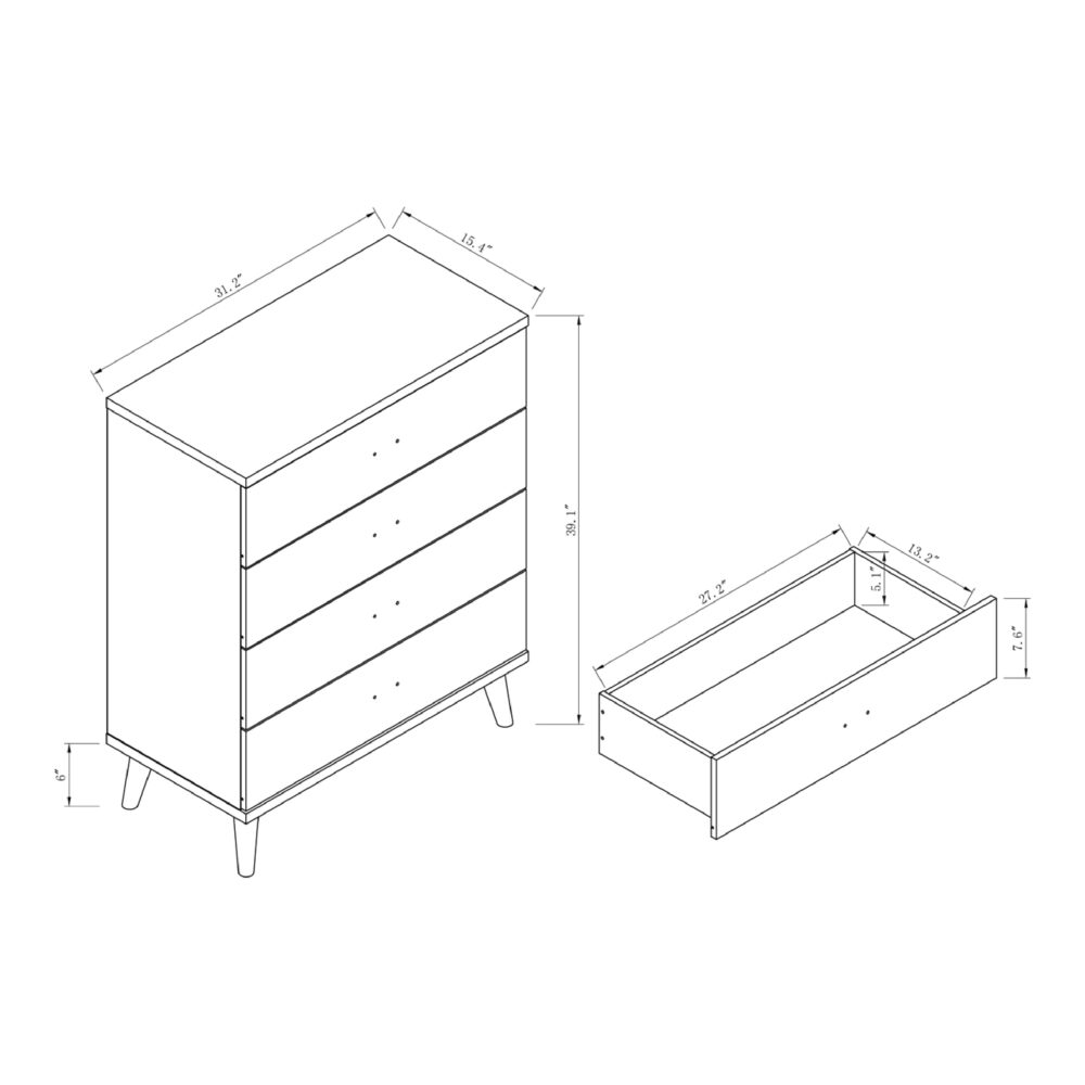 Furniture of America Nika Adult Modern 4-Drawer Wood Vertical Dresser, White - Image 4