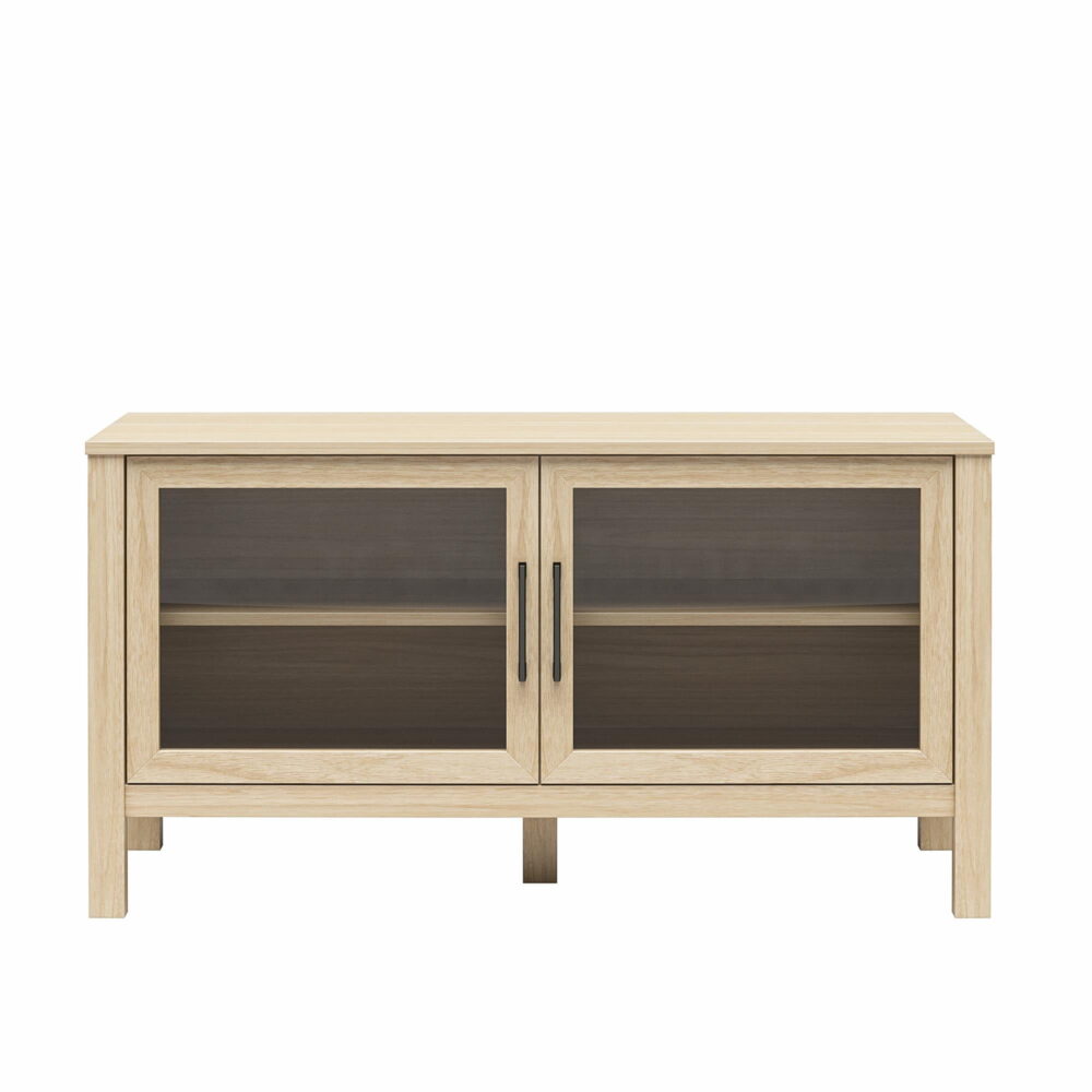 Mainstays Glass Door TV Stand for TVs up to 55", Spring Pine - Image 2