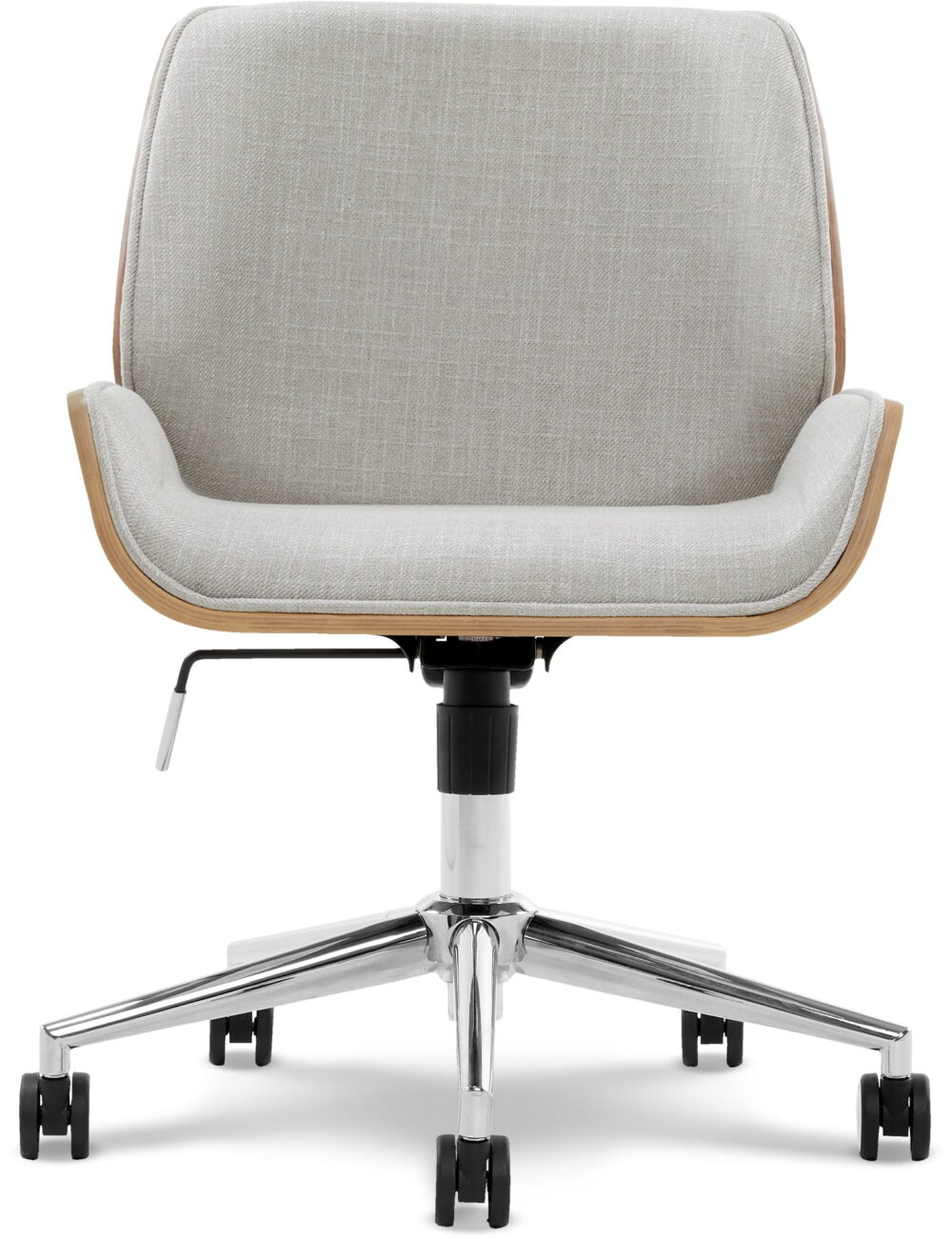 Elle Decor Ophelia Office Chair, Curved Bentwood Low-Back and Seat, Chrome Swivel Base, Woven Fabric, Gray - Image 4