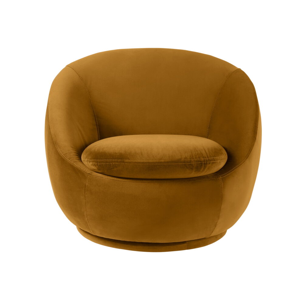 Better Homes & Gardens Mira Swivel Accent Chair, Ochre Velvet - Image 4