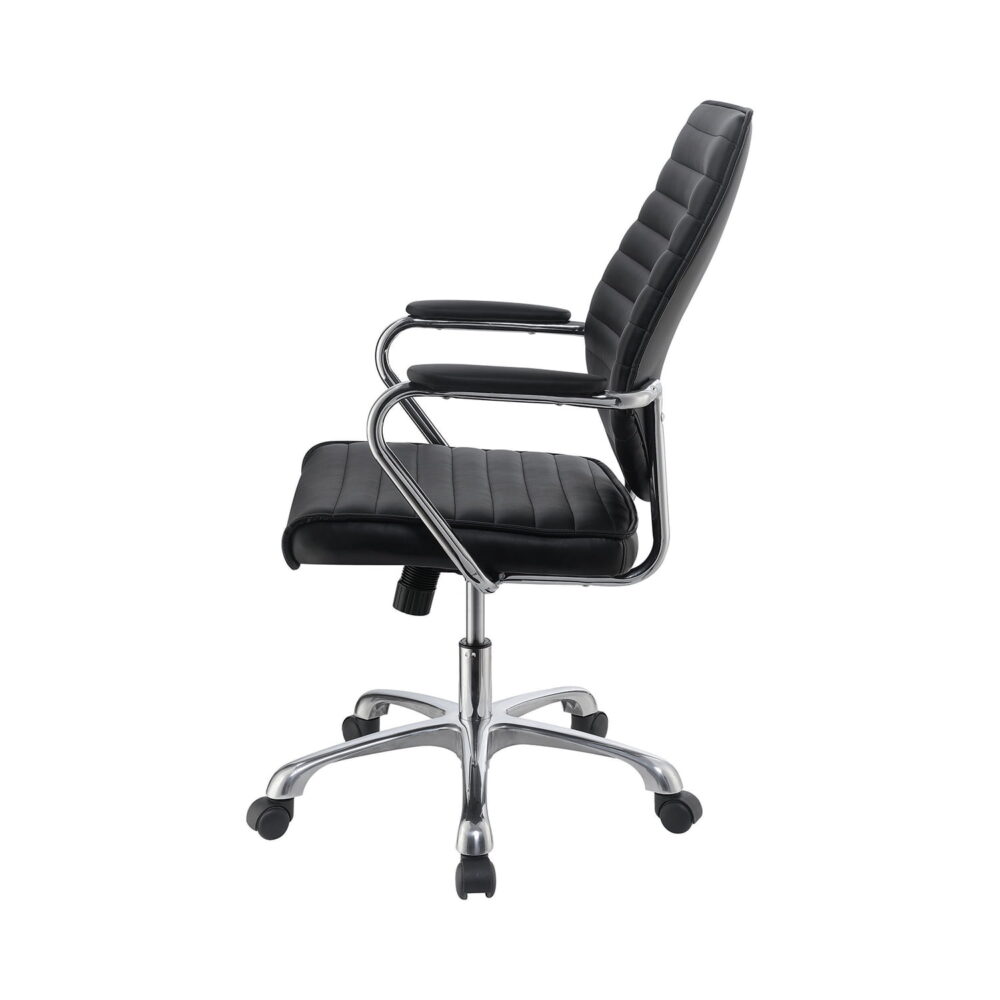 High Back Office Chair Black and Polished Aluminum - Image 3