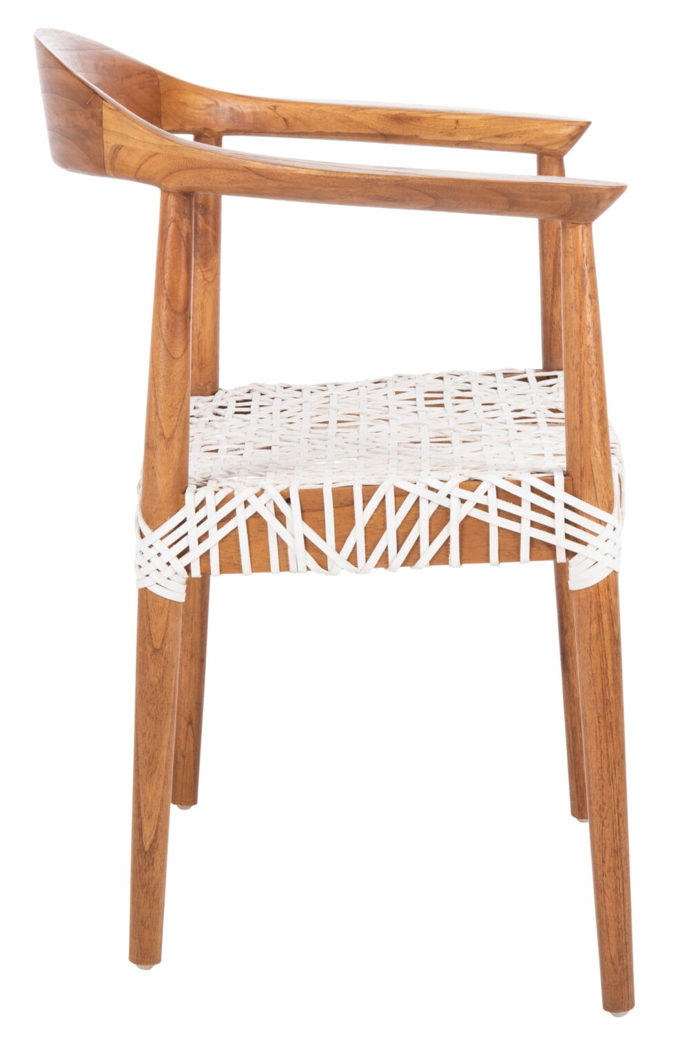 SAFAVIEH Juneau Modern Leather Woven Accent Chair, Natural/White - Image 7