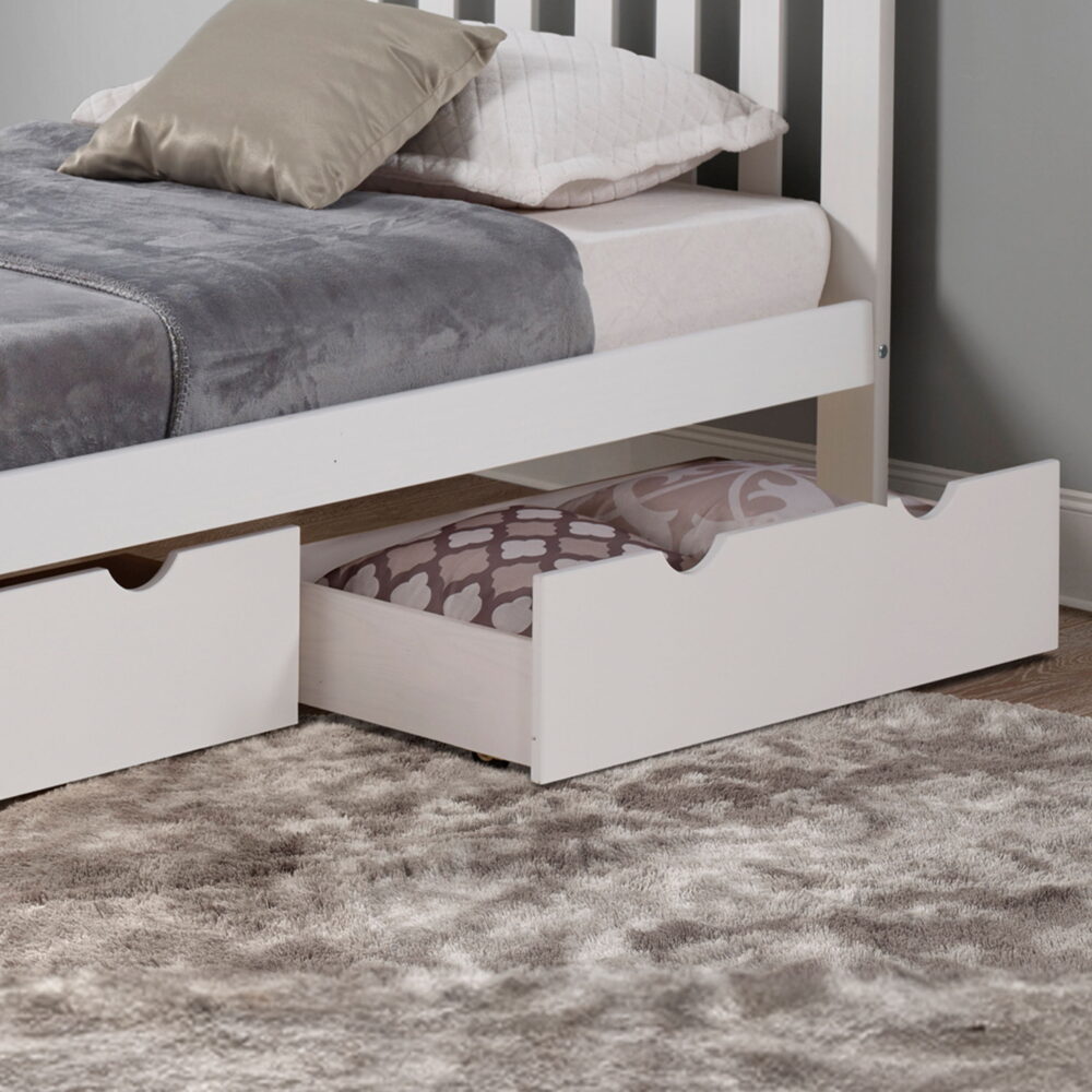 Alaterre Furniture Aurora Set of 2 Pine Wood Underbed Storage Drawers on Wheels, Bedroom Dresser Organizer Shelf, White - Image 7