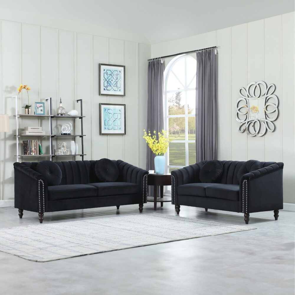 Aukfa 60" Loveseat Sofa Couch, Contemporary Sleep Sofa for Living Room Furniture Sets, Black - Image 3