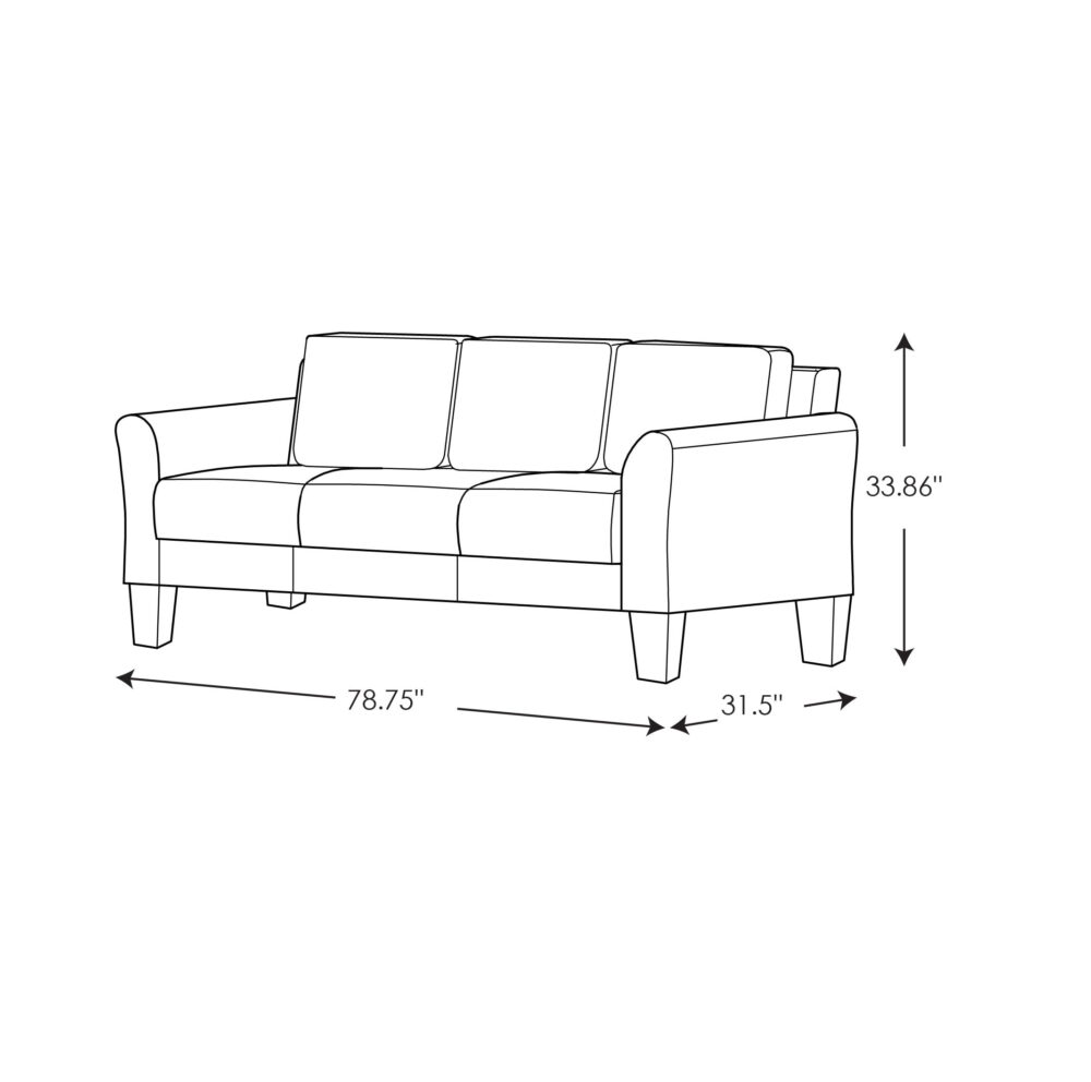 Lifestyle Solutions Alexa Sofa with Rolled Arms, Gray Fabric - Image 6