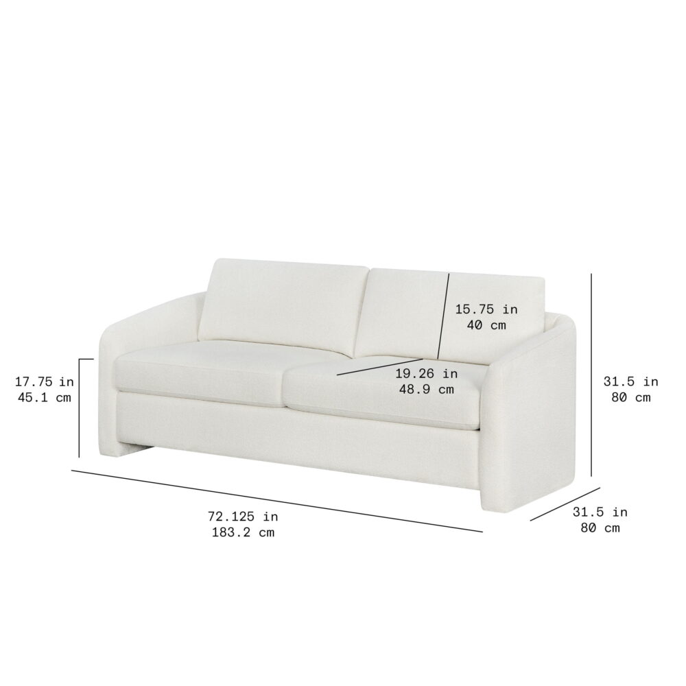 Beautiful Drew 72.2" Sofa by Drew Barrymore for Adults, Cream Bouclé - Image 3